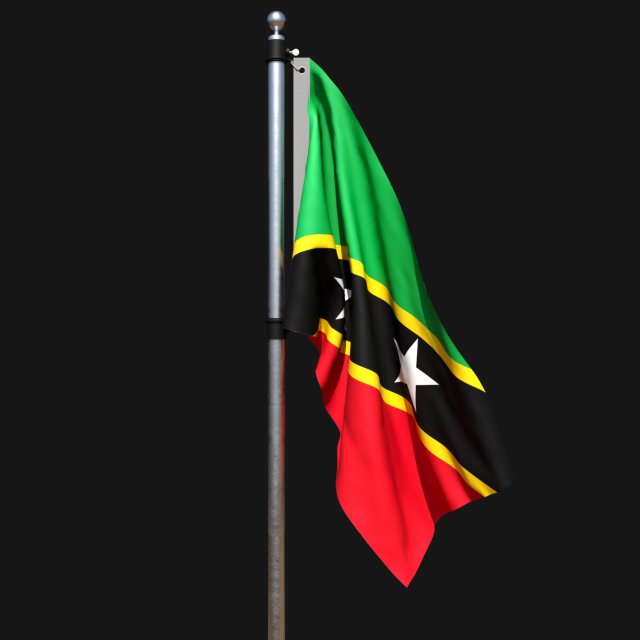 Flag of saint kitts and nevis 02 3D 모델 .c4d .max .obj .3ds .fbx .stl .blend 