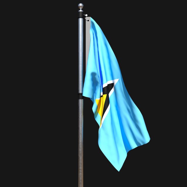 Flag of saint lucia 02 3D Model .c4d .max .obj .3ds .fbx .stl .blend