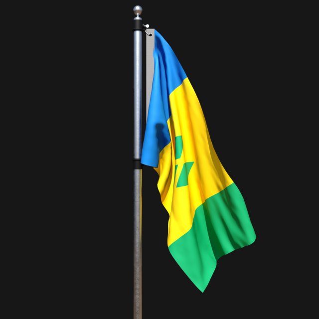 Flag of saint vincent and the grenadines 02 3D Modell .c4d .max .obj .3ds .fbx .stl .blend 