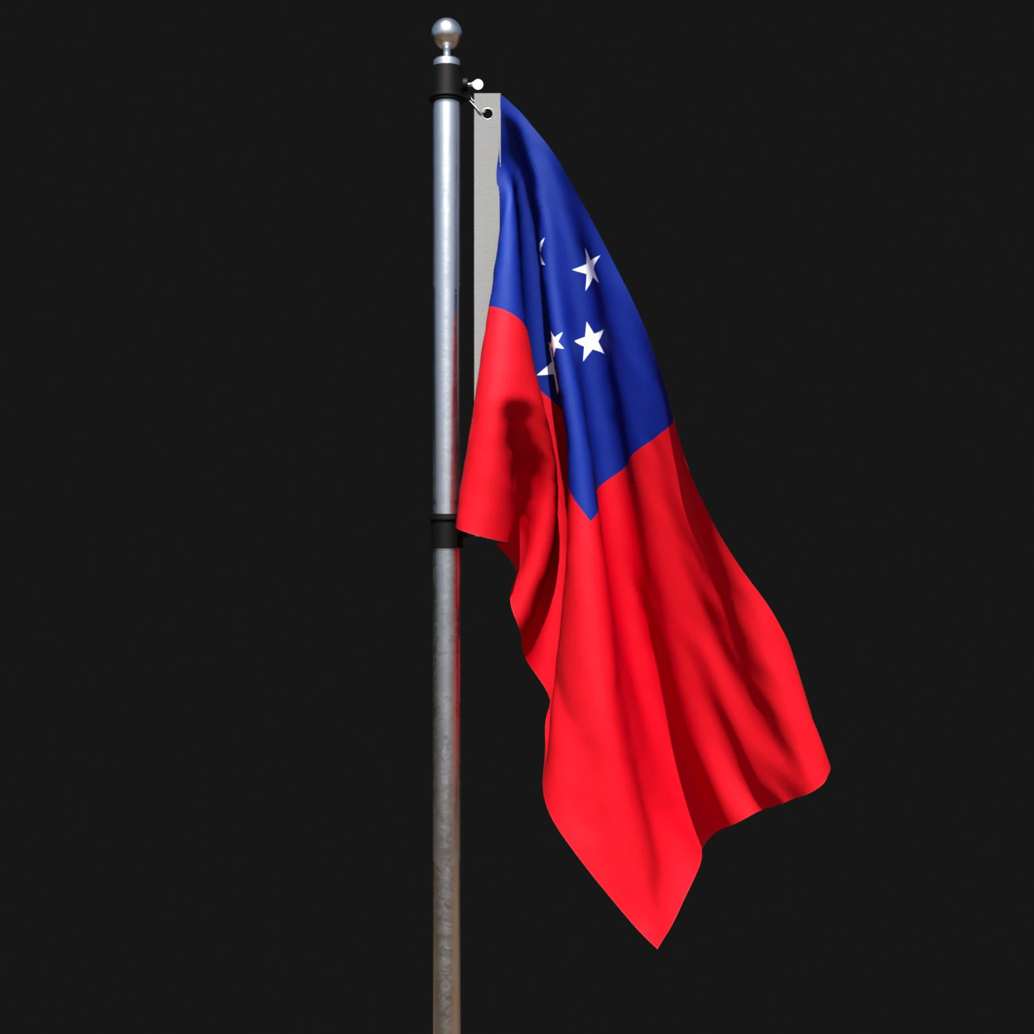 Flag of samoa 02 3D Model .c4d .max .obj .3ds .fbx .stl .blend 