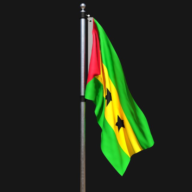 Flag of sao tome and principe 02 Model 3D .c4d .max .obj .3ds .fbx .stl .blend 