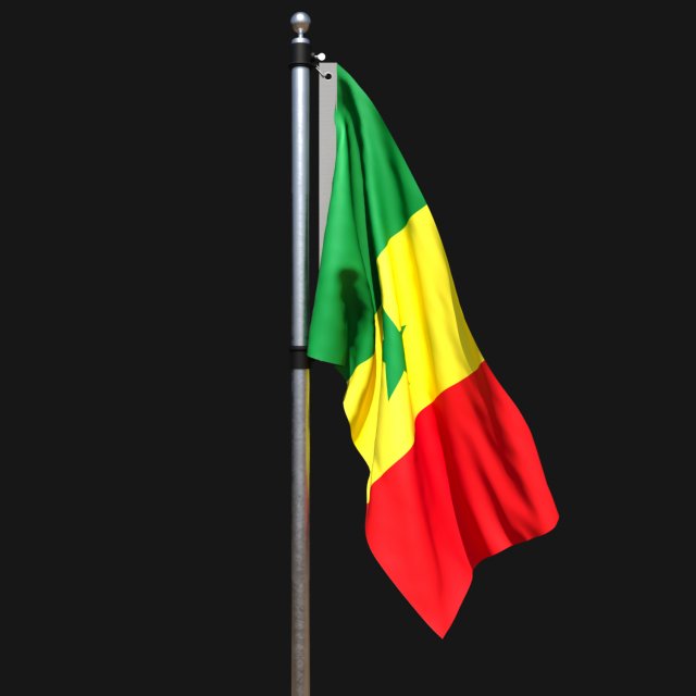 Flag of senegal 02 3D 모델 .c4d .max .obj .3ds .fbx .stl .blend 
