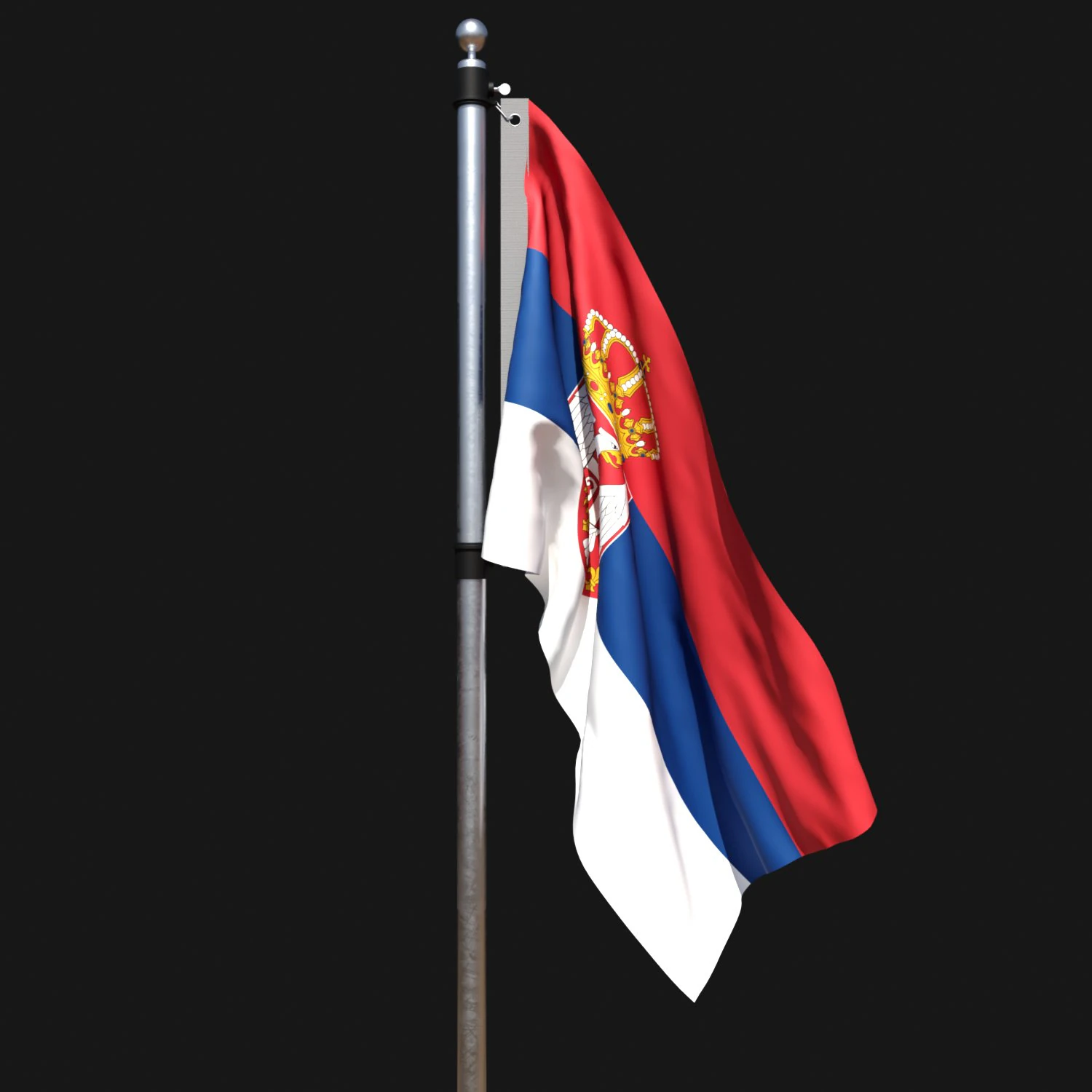 Flag of serbia 02 3D Model .c4d .max .obj .3ds .fbx .stl .blend