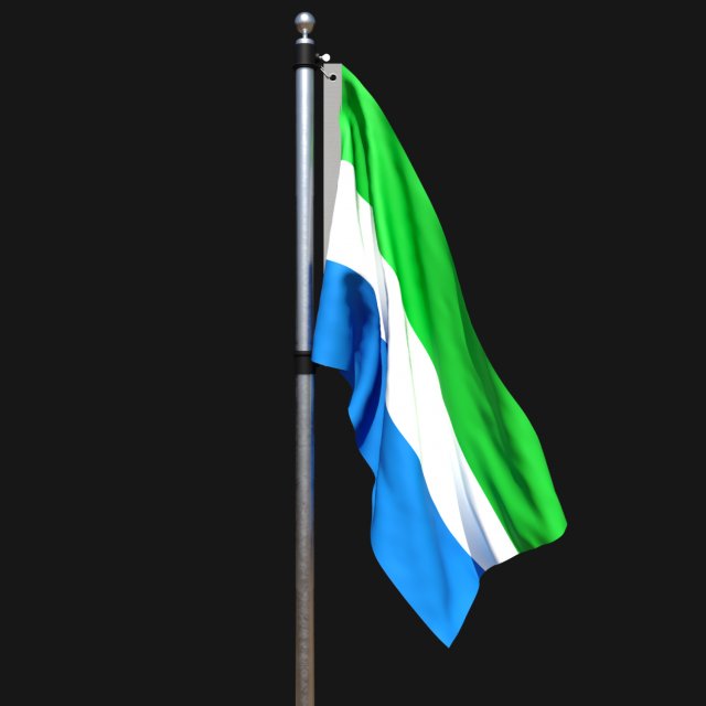 Flag of sierra leone 02 3D Model .c4d .max .obj .3ds .fbx .stl .blend 