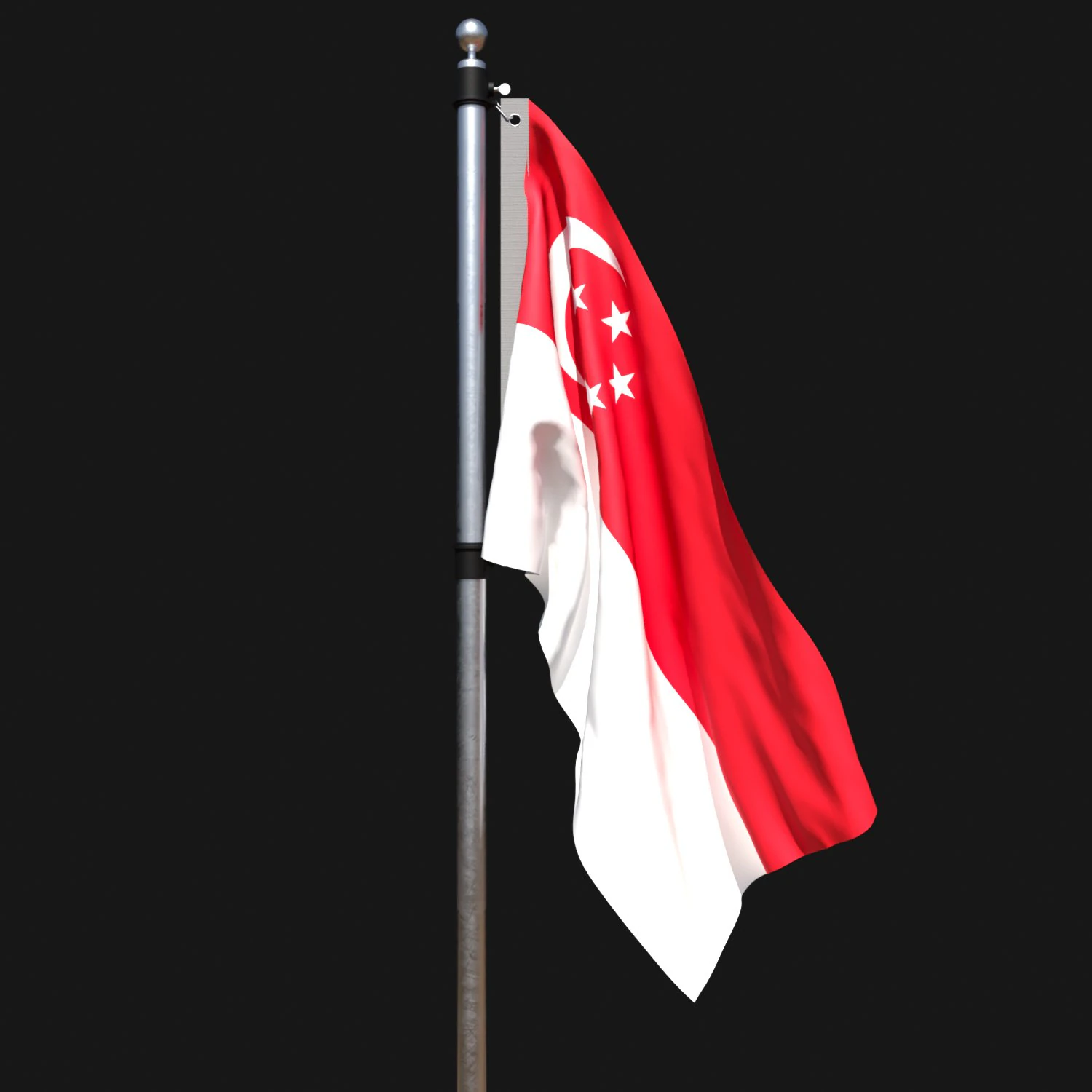 Flag of singapore 02 3D Model .c4d .max .obj .3ds .fbx .stl .blend 