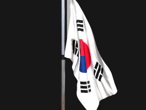 दक्षिण कोरिया का ध्वज 02 3D मॉडल