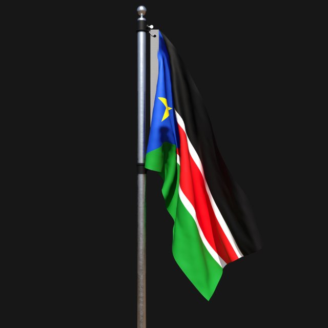 Flag of south sudan 02 3D Model .c4d .max .obj .3ds .fbx .stl .blend 