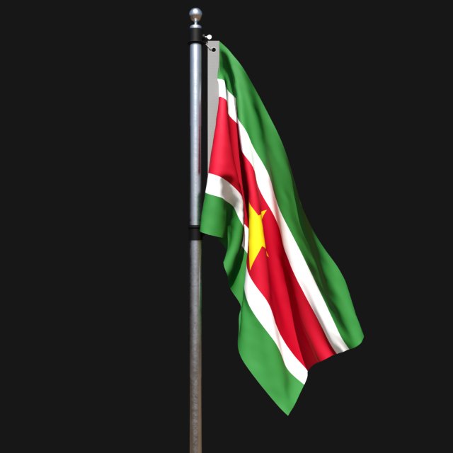 Flag of suriname 02 Modelo 3D .c4d .max .obj .3ds .fbx .stl .blend 