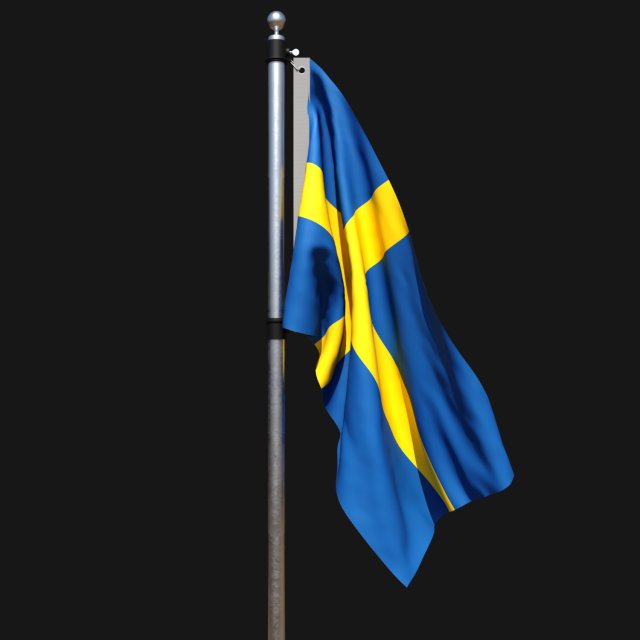 Flag of sweden 02 3D Модель .c4d .max .obj .3ds .fbx .stl .blend 