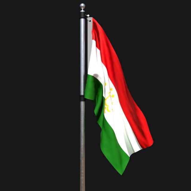 Flag of tajikistan 02 3D Model .c4d .max .obj .3ds .fbx .stl .blend 