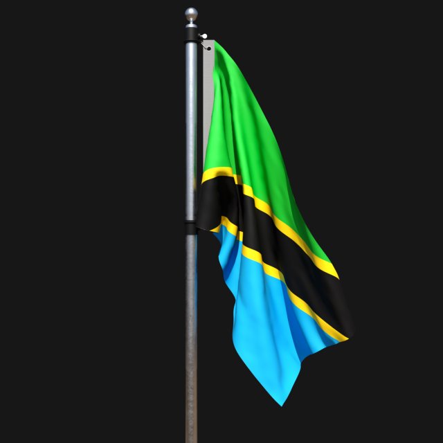 Flag of tanzania 02 3D मॉडल .c4d .max .obj .3ds .fbx .stl .blend 