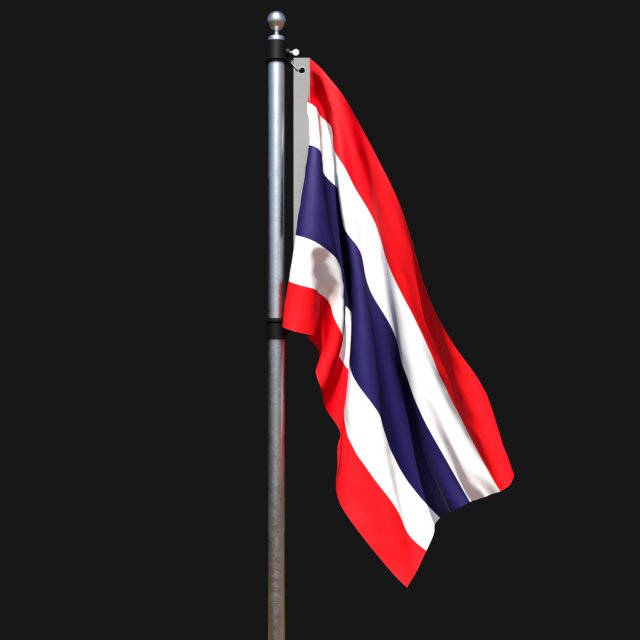 Flag of thailand 02 3D Model .c4d .max .obj .3ds .fbx .stl .blend 