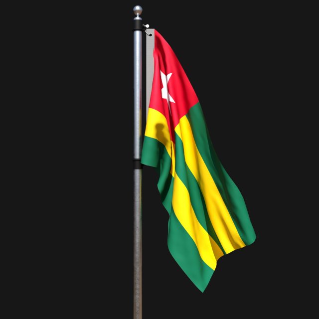 Flag of togo 02 3D Model .c4d .max .obj .3ds .fbx .stl .blend 