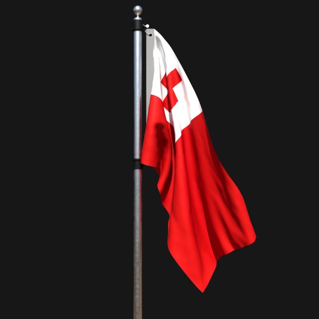 Flag of tonga 02 3D Modell .c4d .max .obj .3ds .fbx .stl .blend 