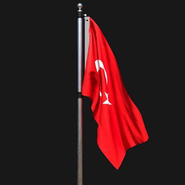 Flag of turkey 02 3D Model .c4d .max .obj .3ds .fbx .stl .blend 