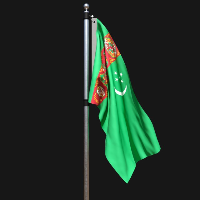 Flag of turkmenistan 02 Model 3D .c4d .max .obj .3ds .fbx .stl .blend 