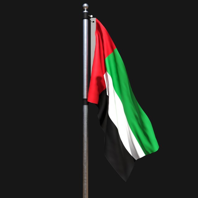 Flag of united arab emirates 02 3D Model .c4d .max .obj .3ds .fbx .stl .blend
