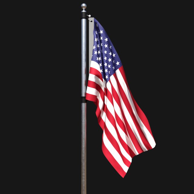 Flag of united states of america 02 3D Model .c4d .max .obj .3ds .fbx .stl .blend 