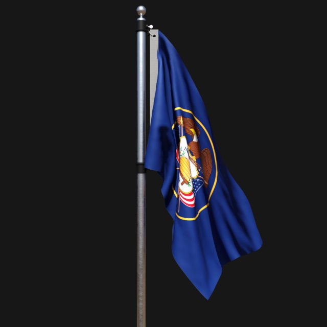 Flag of utah 02 3D Model .c4d .max .obj .3ds .fbx .stl .blend