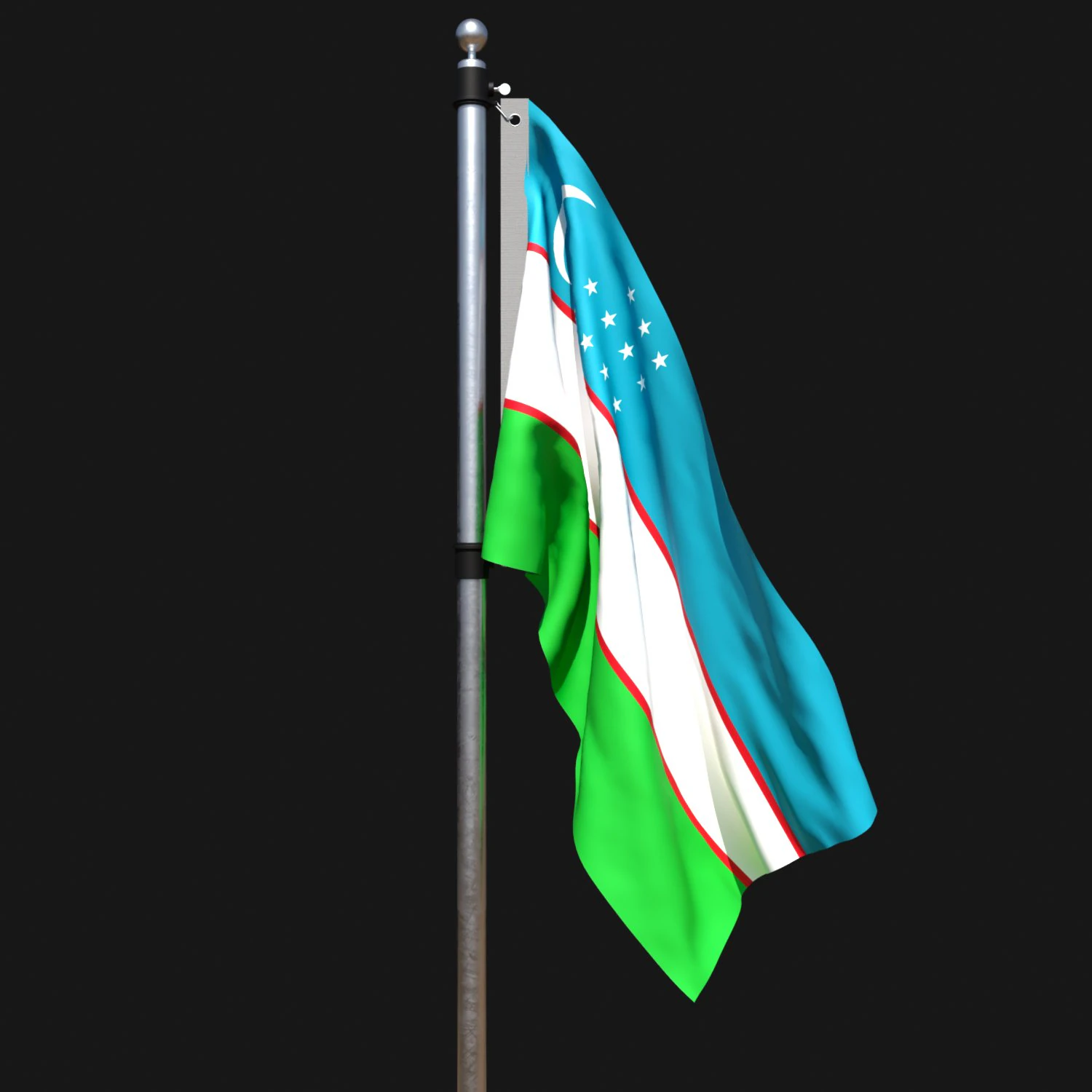 Flag of uzbekistan 02 3D Model .c4d .max .obj .3ds .fbx .stl .blend
