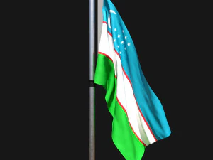 Bandera de uzbekist&aacute;n 02 Modelo 3D