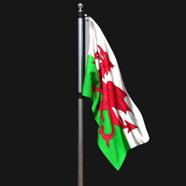 Flag of wales 02 3D Model .c4d .max .obj .3ds .fbx .stl .blend 
