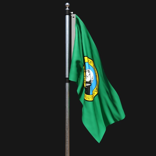 Flag of washington 02 Model 3D .c4d .max .obj .3ds .fbx .stl .blend 