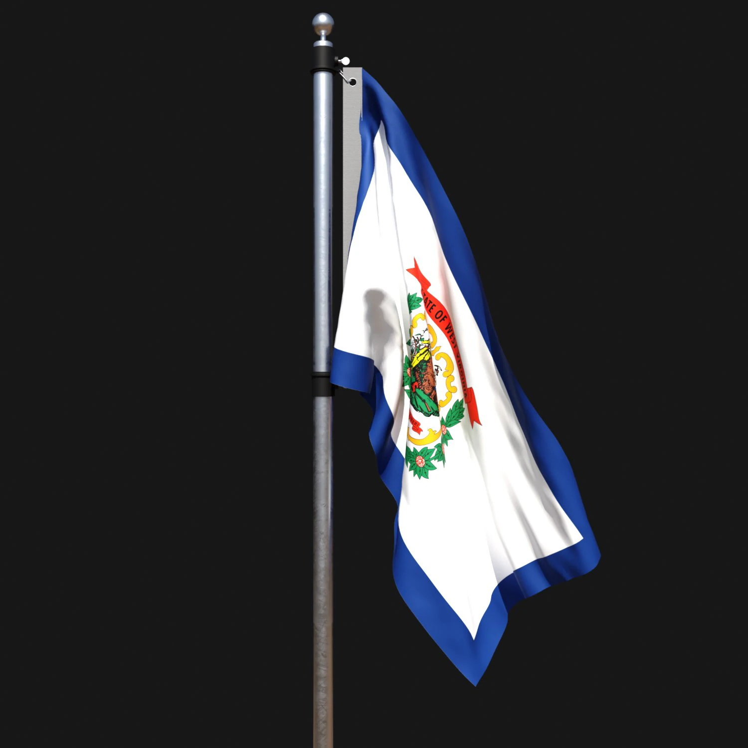 Flag of west virginia 02 3D Model .c4d .max .obj .3ds .fbx .stl .blend 