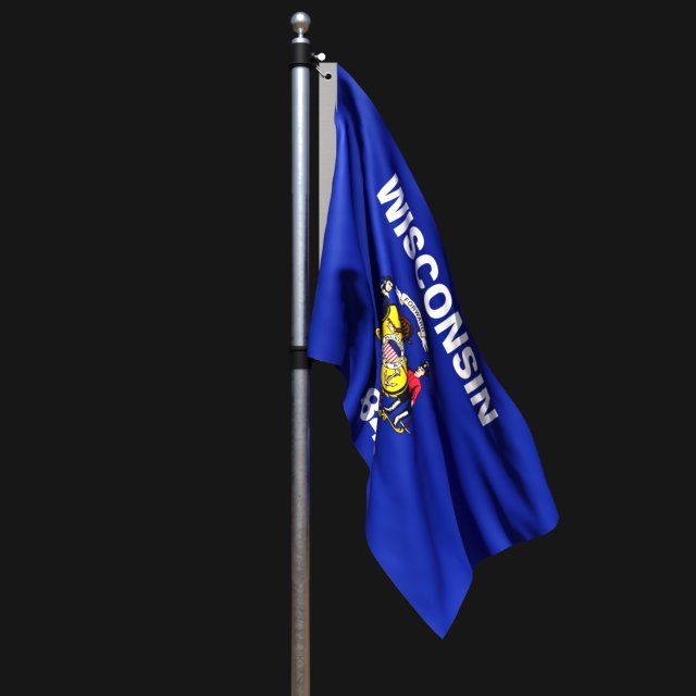Flag of wisconsin 02 3D Model .c4d .max .obj .3ds .fbx .stl .blend 