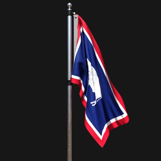 Flag of wyoming 02 3D Model .c4d .max .obj .3ds .fbx .stl .blend