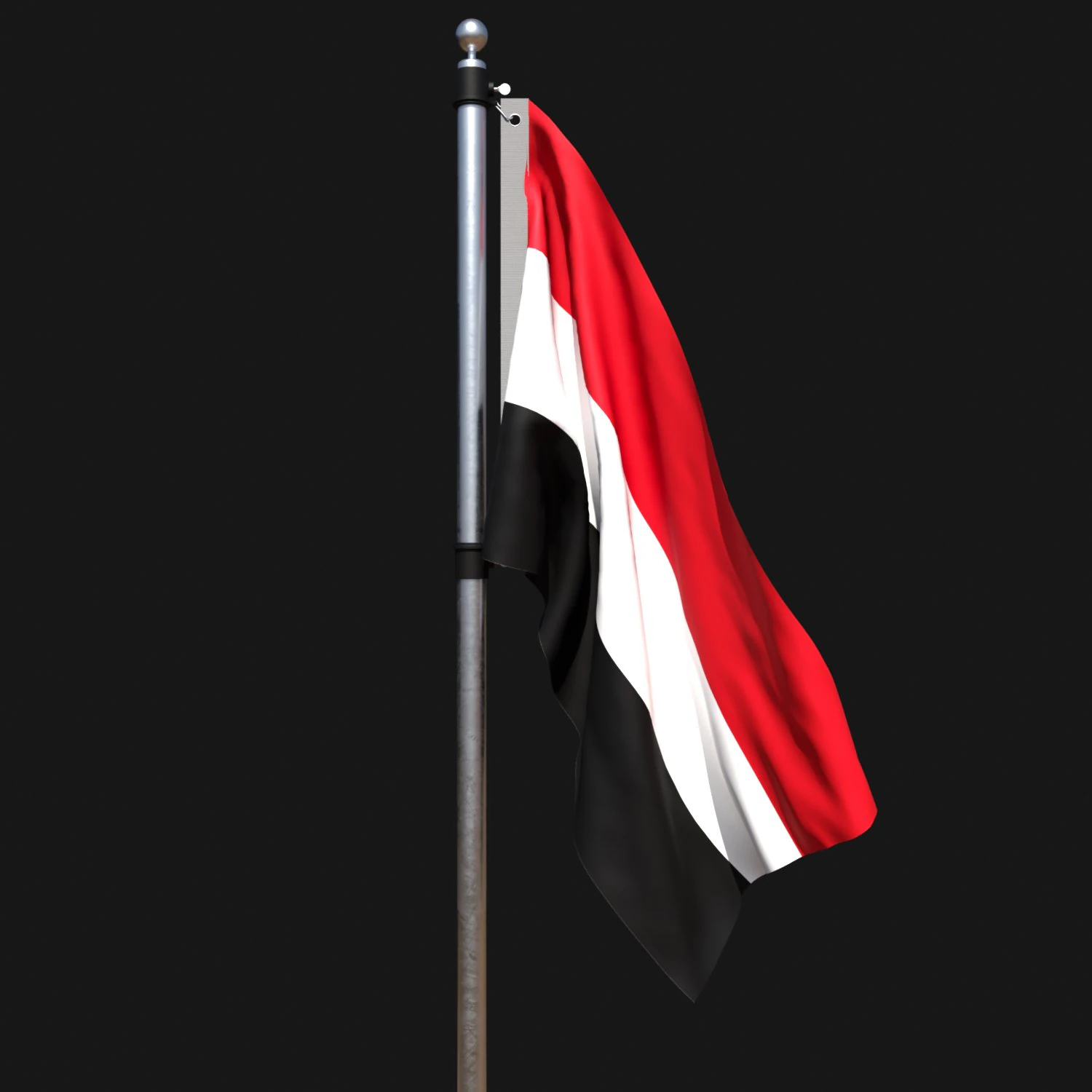 Flag of yemen 02 3D Model .c4d .max .obj .3ds .fbx .stl .blend 