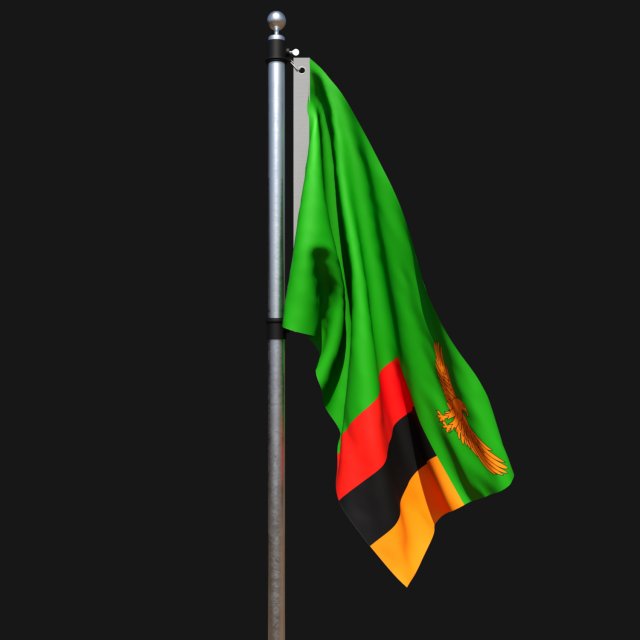 Flag of zambia 02 Modelo 3D .c4d .max .obj .3ds .fbx .stl .blend 