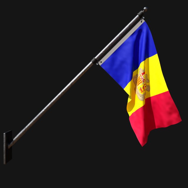 Flag of andorra 03 3D Model .c4d .max .obj .3ds .fbx .stl .blend 