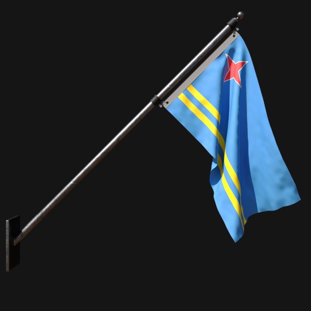 Flag of aruba 03 3D Model .c4d .max .obj .3ds .fbx .stl .blend 