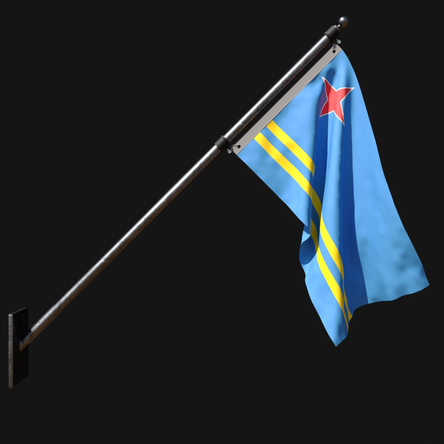 Flag of aruba 03 3D Model .c4d .max .obj .3ds .fbx .stl .blend 