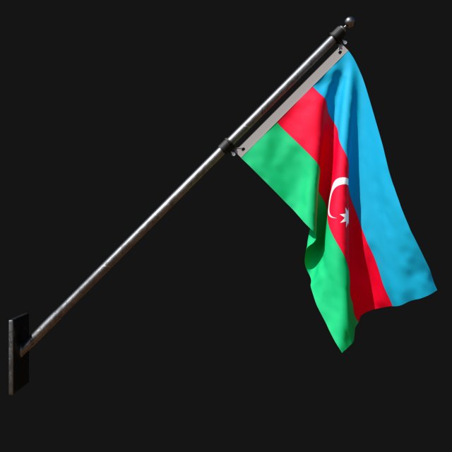 Flag of azerbaijan 03 3D Model .c4d .max .obj .3ds .fbx .stl .blend 