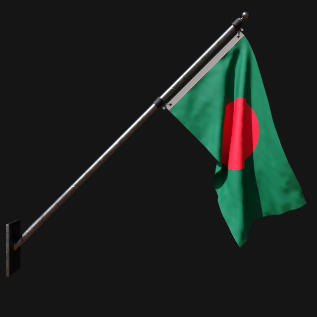 Flag of bangladesh 03 3D Model .c4d .max .obj .3ds .fbx .stl .blend 