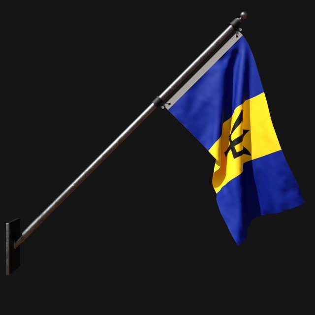 Flag of barbados 03 3D Model .c4d .max .obj .3ds .fbx .stl .blend 