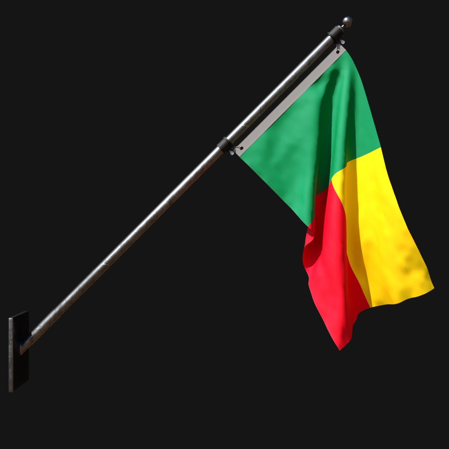 Flag of benin 03 3D Model .c4d .max .obj .3ds .fbx .stl .blend 