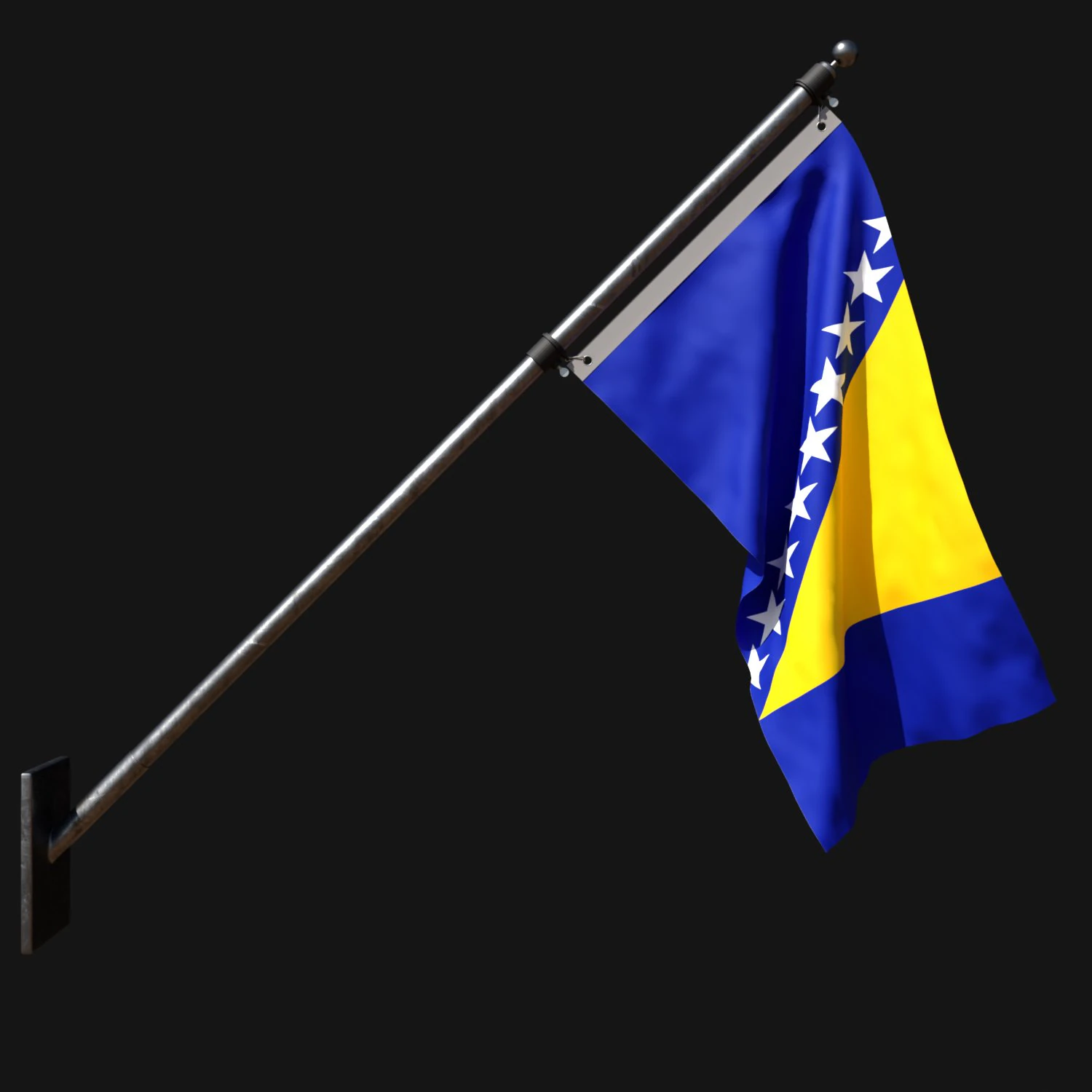 Flag of bosnia and herzegovina 03 3D Model .c4d .max .obj .3ds .fbx .stl .blend 