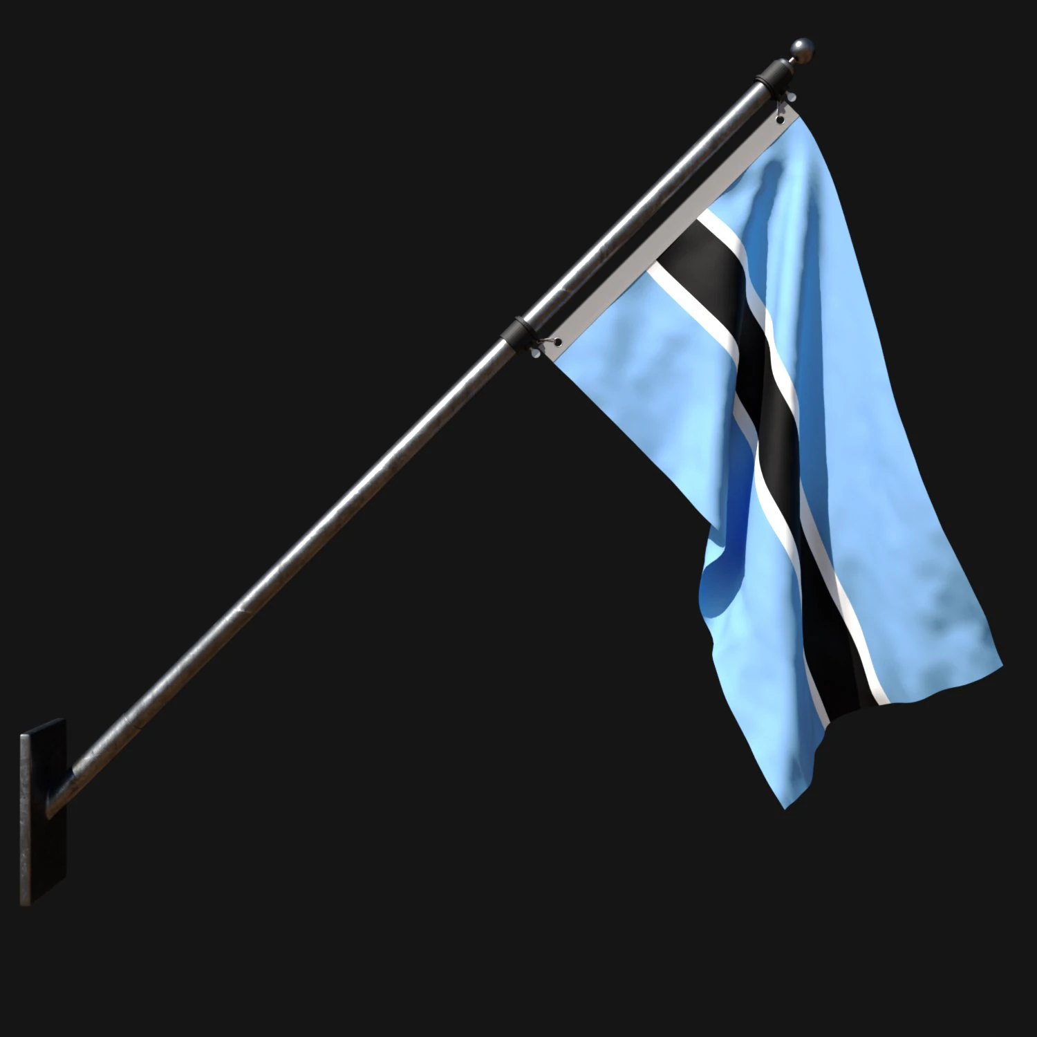 Flag of botswana 03 3D Model .c4d .max .obj .3ds .fbx .stl .blend 