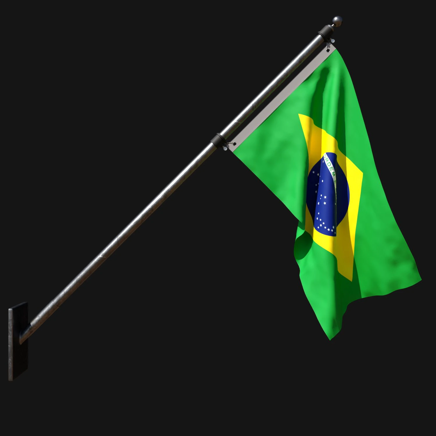 Flag of brazil 03 3D Model .c4d .max .obj .3ds .fbx .stl .blend 