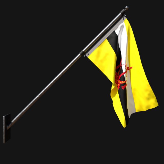 Flag of brunei 03 Modelo 3D .c4d .max .obj .3ds .fbx .stl .blend 