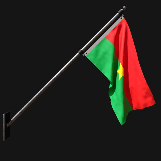 Flag of burkina 03 3D Модель .c4d .max .obj .3ds .fbx .stl .blend 