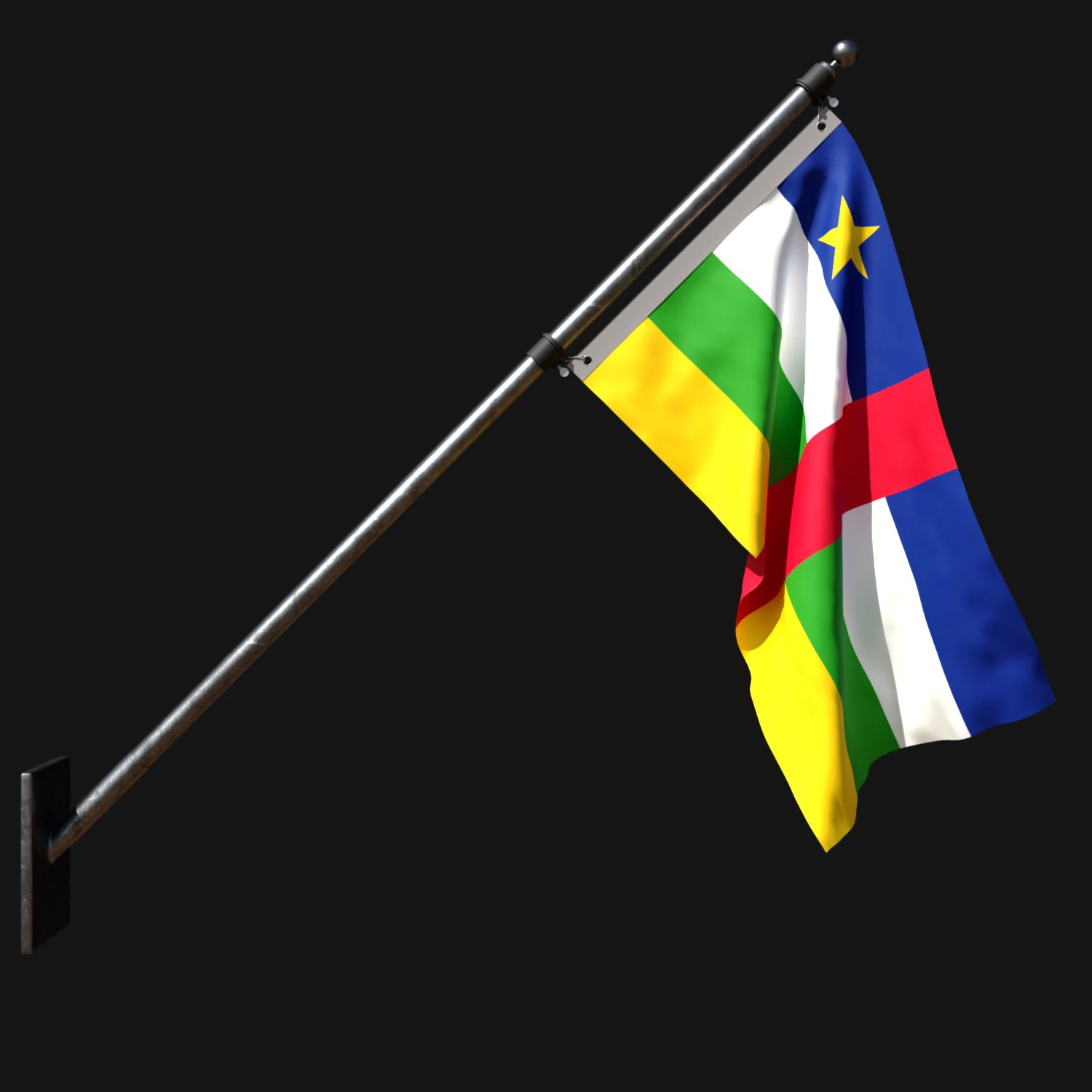 Flag of central african republic 03 3D Model .c4d .max .obj .3ds .fbx .stl .blend 