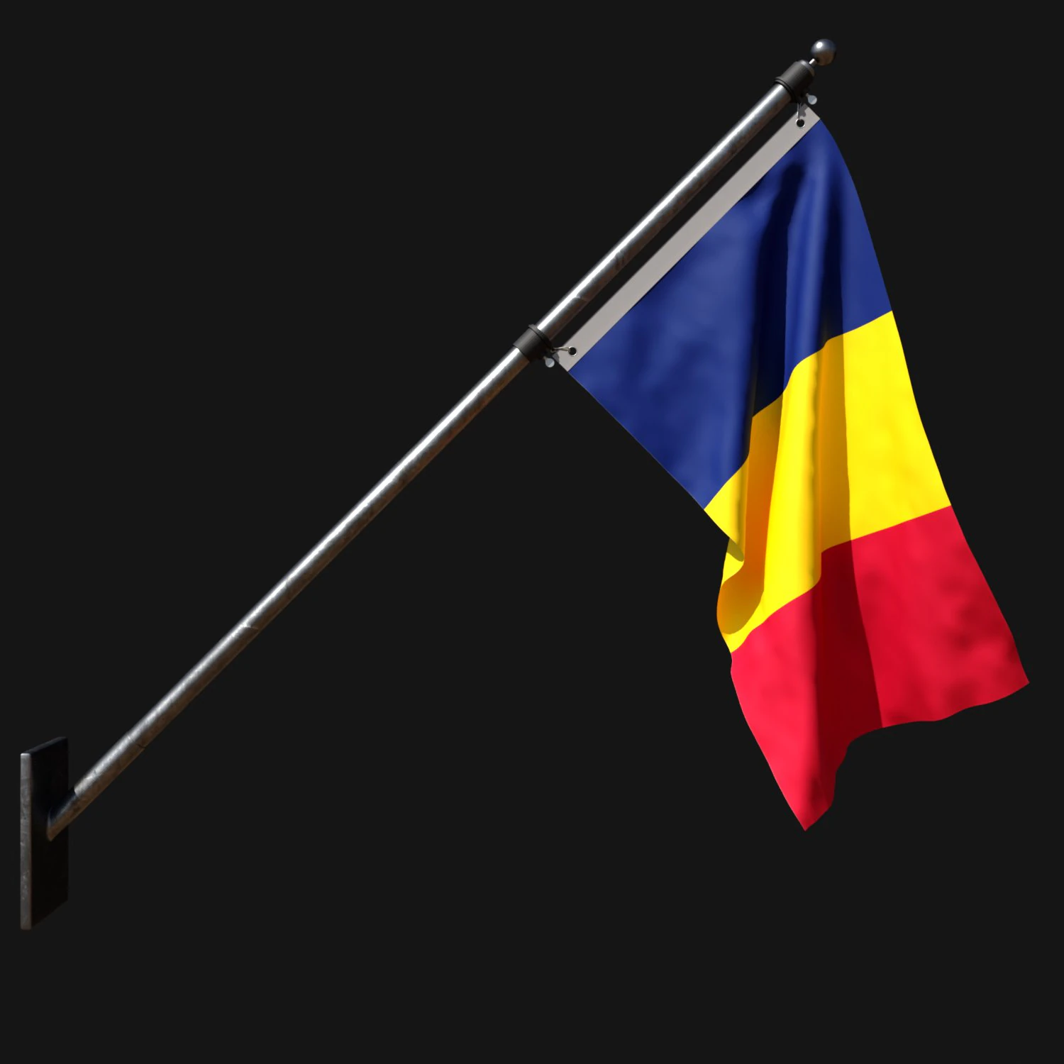 Flag of chad 03 3D Model .c4d .max .obj .3ds .fbx .stl .blend 