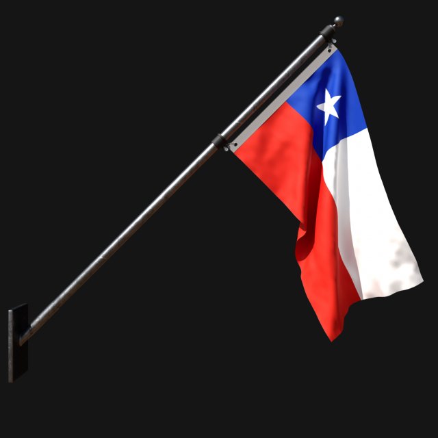 Flag of chile 03 3D Model .c4d .max .obj .3ds .fbx .stl .blend 