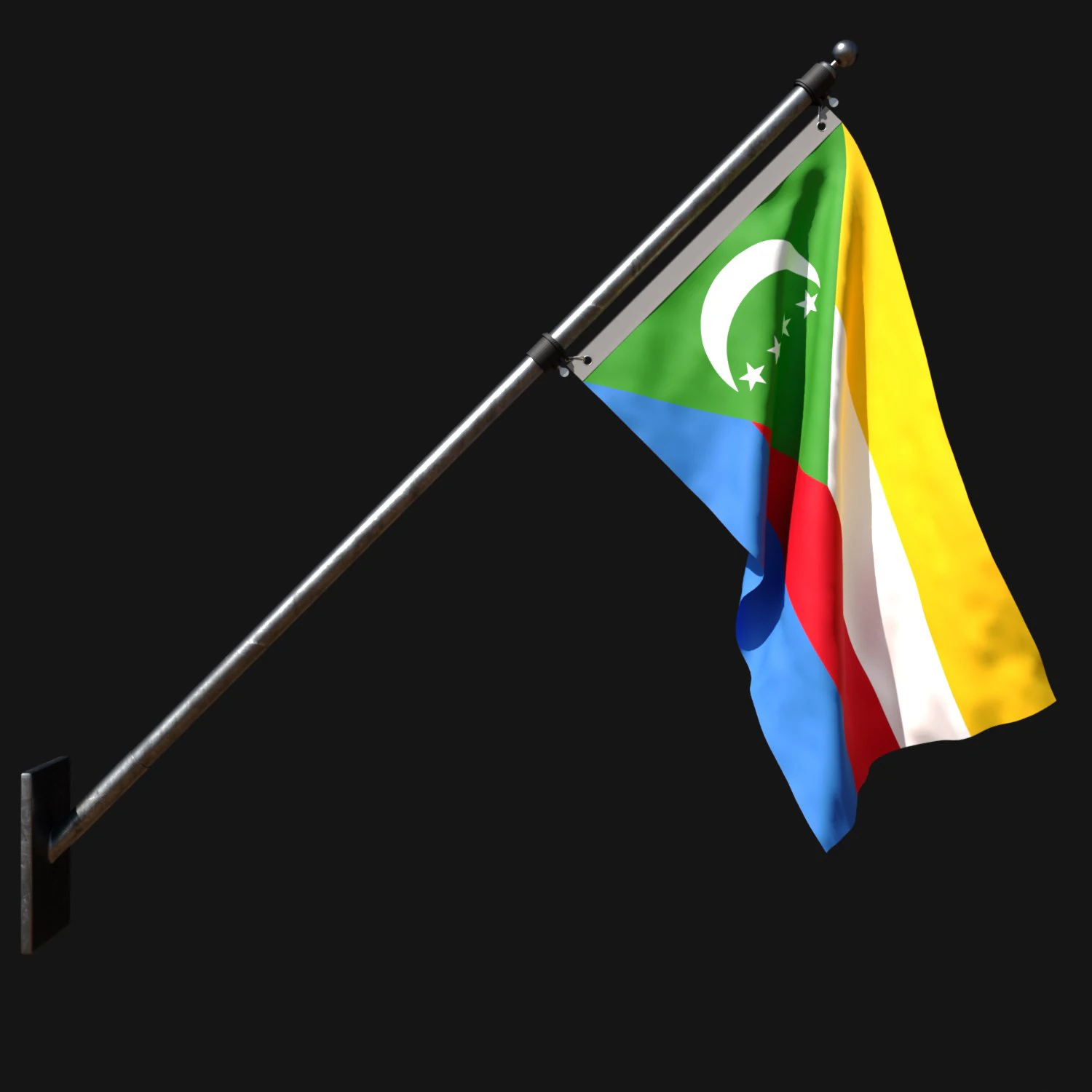 Flag of comoros 03 3D Model .c4d .max .obj .3ds .fbx .stl .blend