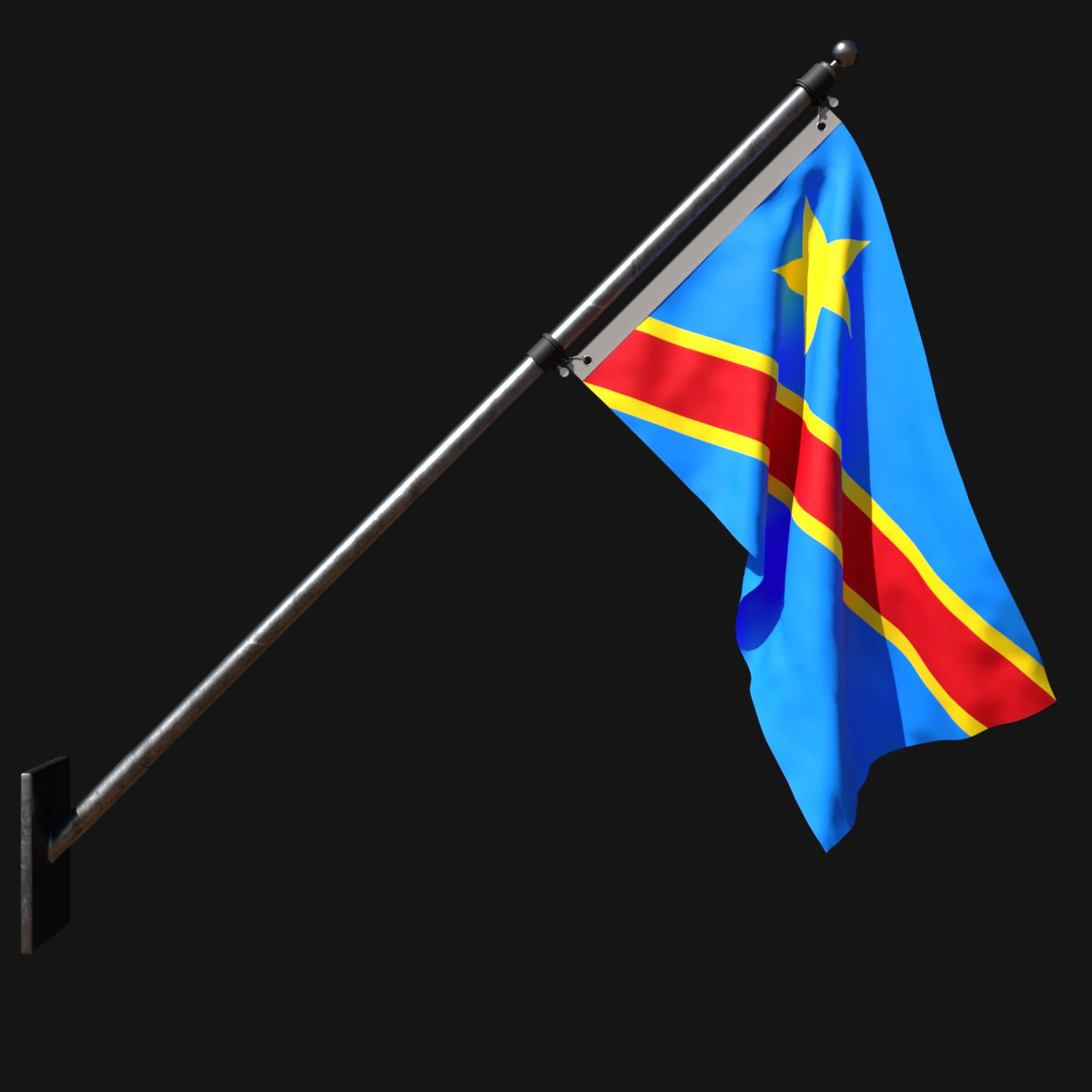 Flag of congo democratic 03 3D Model .c4d .max .obj .3ds .fbx .stl .blend 