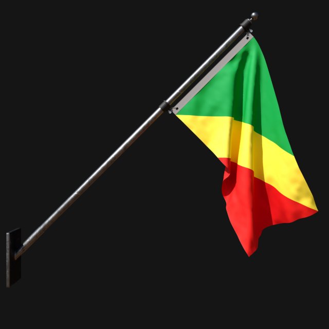 Flag of congo-republic 03 3D Model .c4d .max .obj .3ds .fbx .stl .blend 